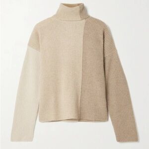 La Ligne Color-block Ribbed Cashmere Turtleneck Sweater In Beige, size XS